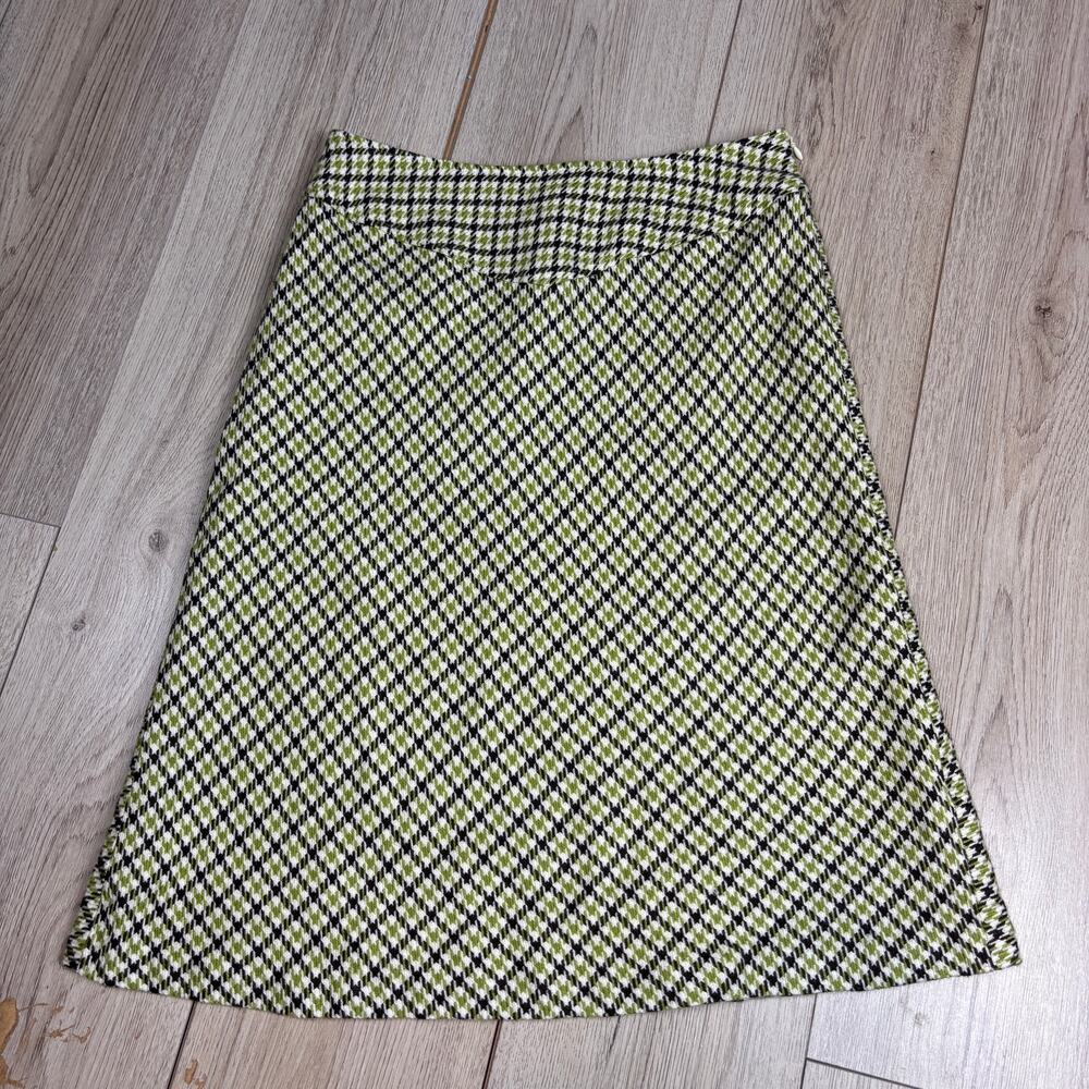 Worthington Green Black Diamond Argyle A Line Skirt Artsy Retro Office Siren S 6